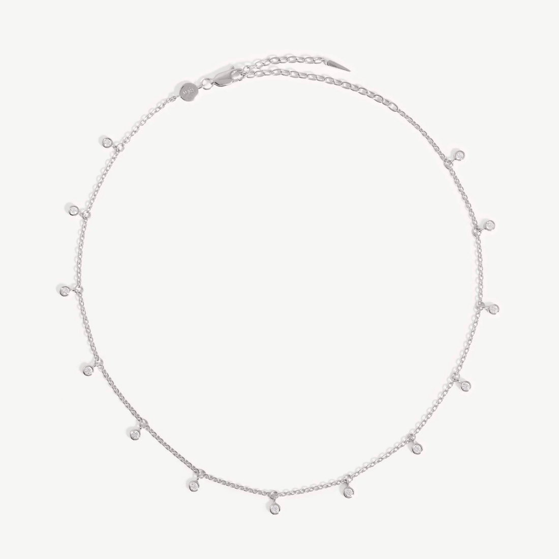 Rhodium Silver Interstellar Drop Choker Necklace