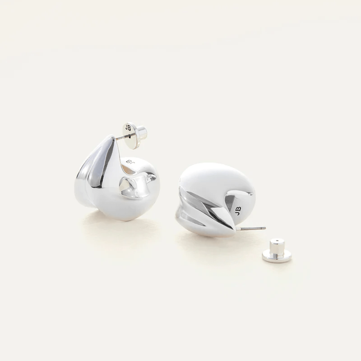 Rhodium Silver Nouveaux Puff Earrings