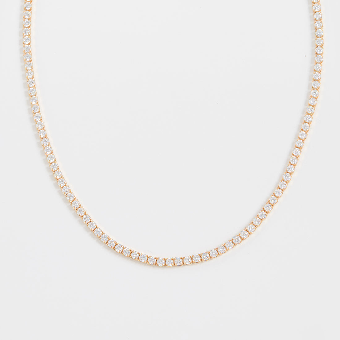 18K Gold Vermeil Tennis Diamond Necklace