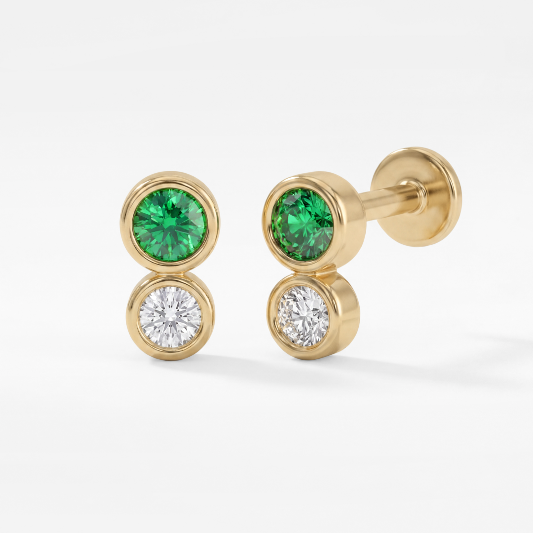 Emerald Lab Grown Diamond Round Stud Earrings