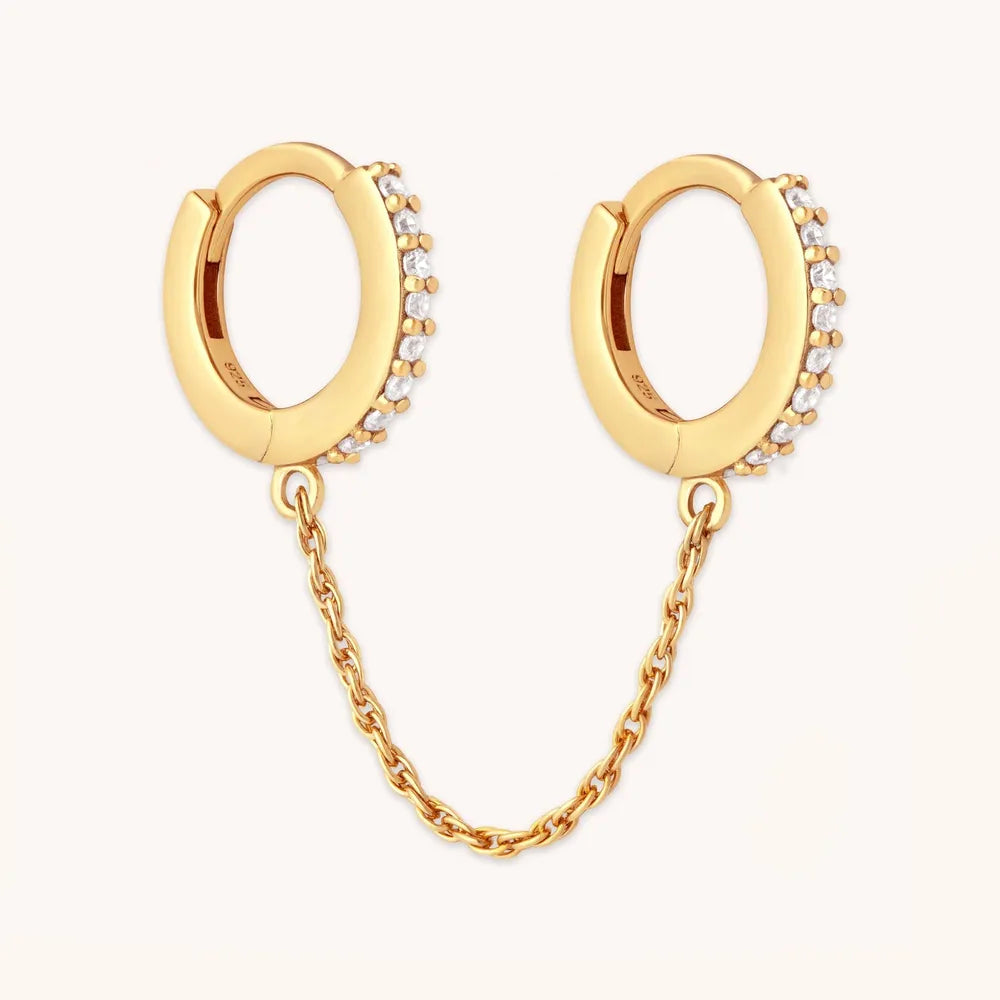 Cubic Zirconia Chain Link Twin Huggies