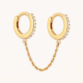 Cubic Zirconia Chain Link Twin Huggies