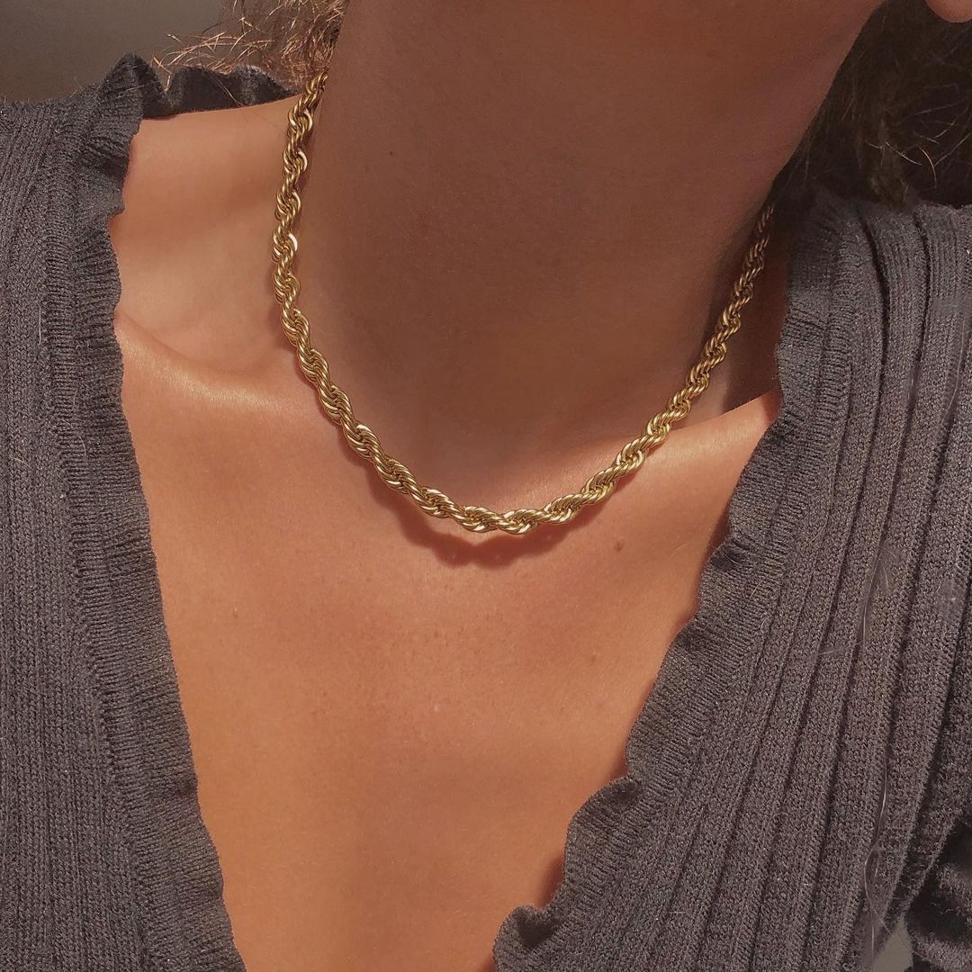 18k Gold Vermeil Rope Chain Necklace