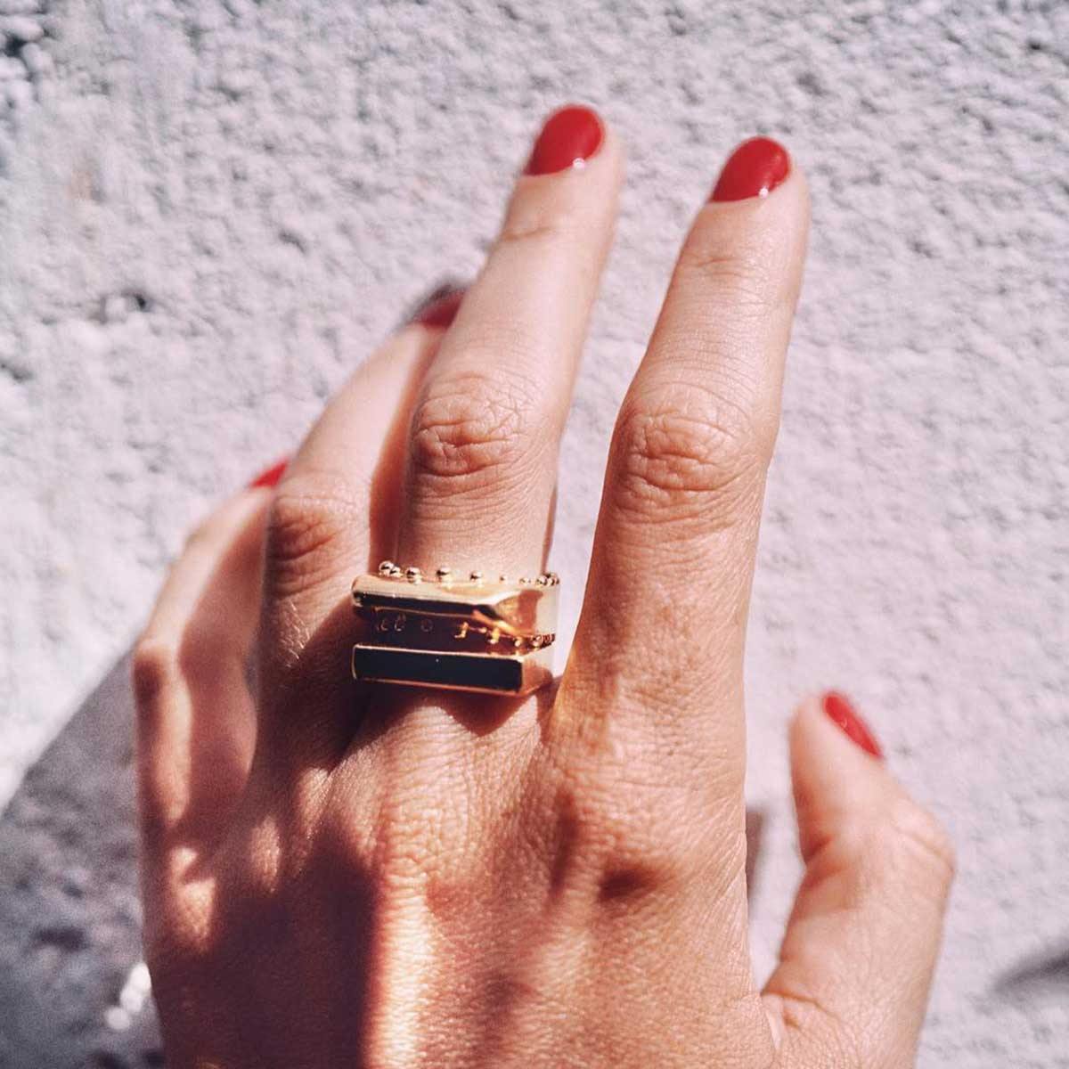 18K Gold Plated Top Flat Ring - Tanzire