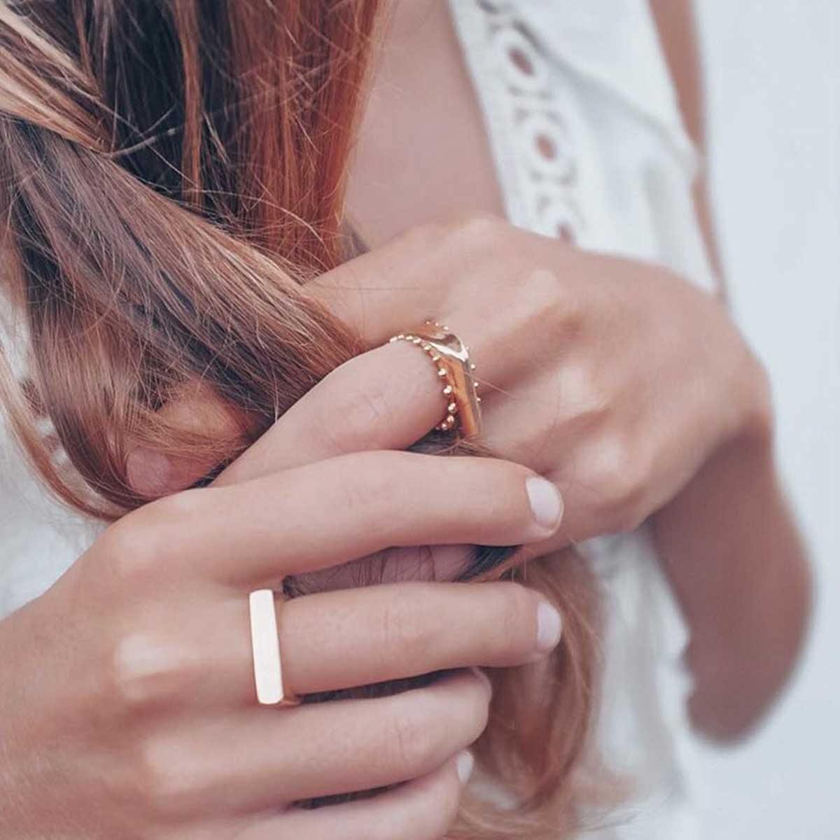 18K Gold Plated Top Flat Ring - Tanzire