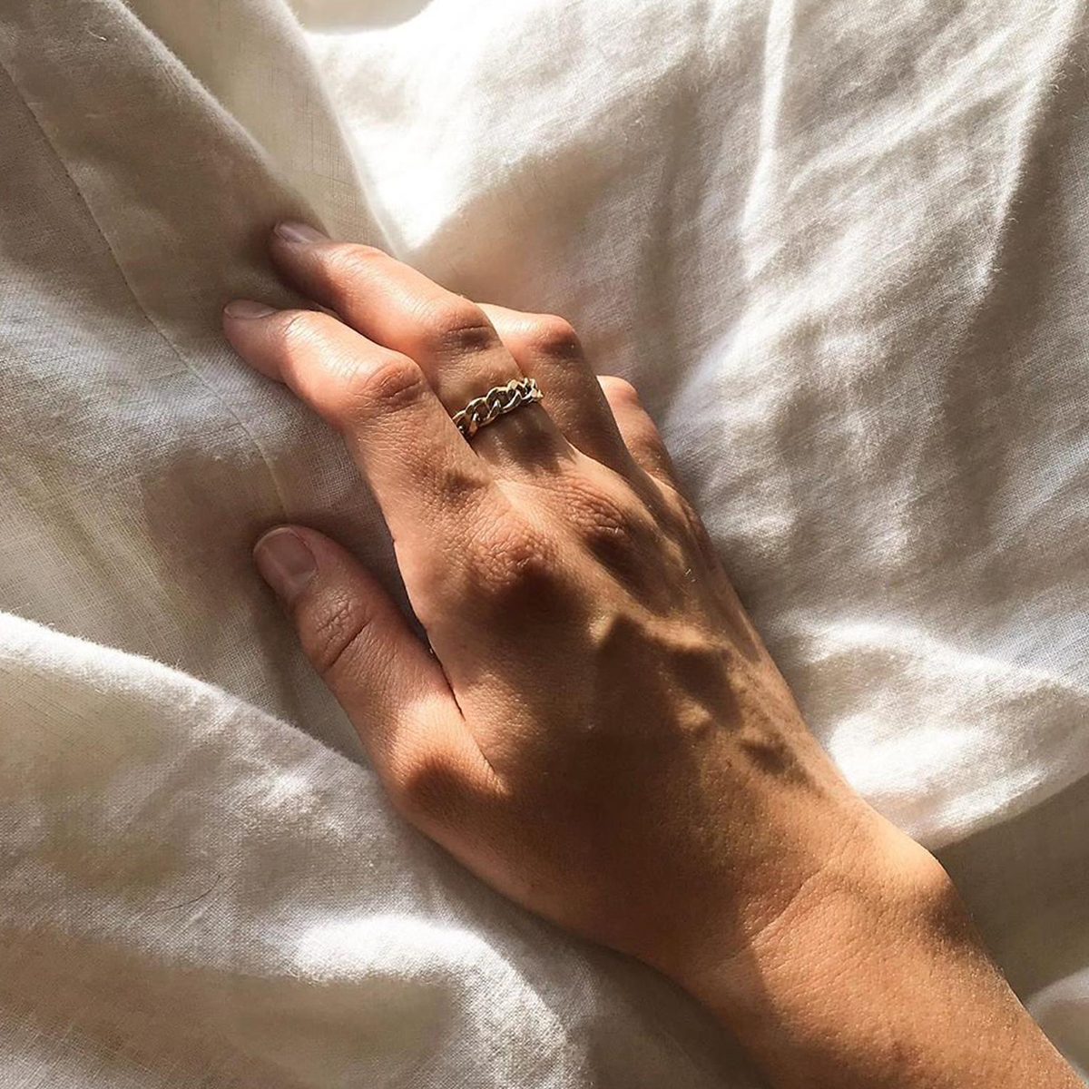 Gold Vermeil Chain Link Ring Band - Tanzire