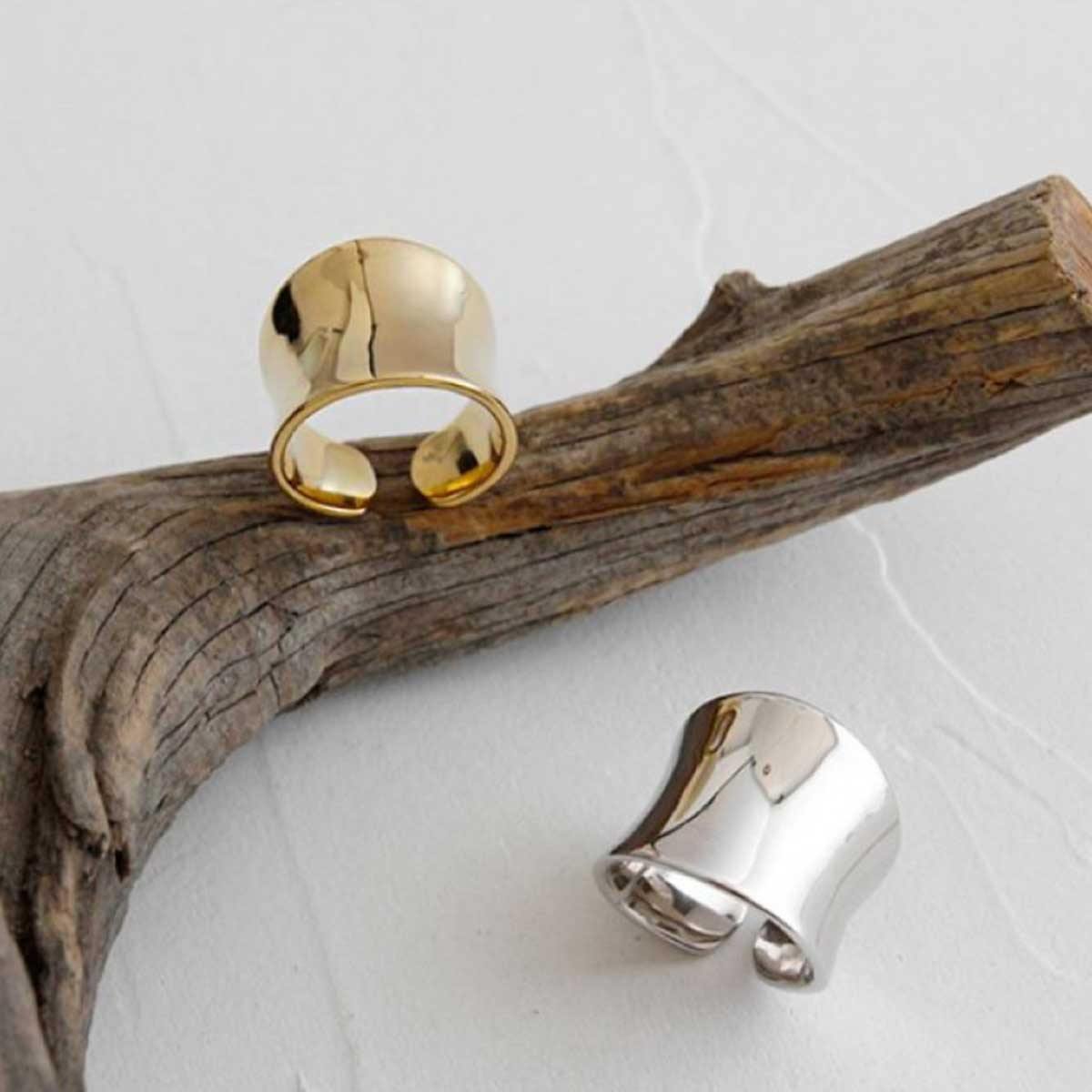Gold and Silver plated broad handmade statement rings from Paris