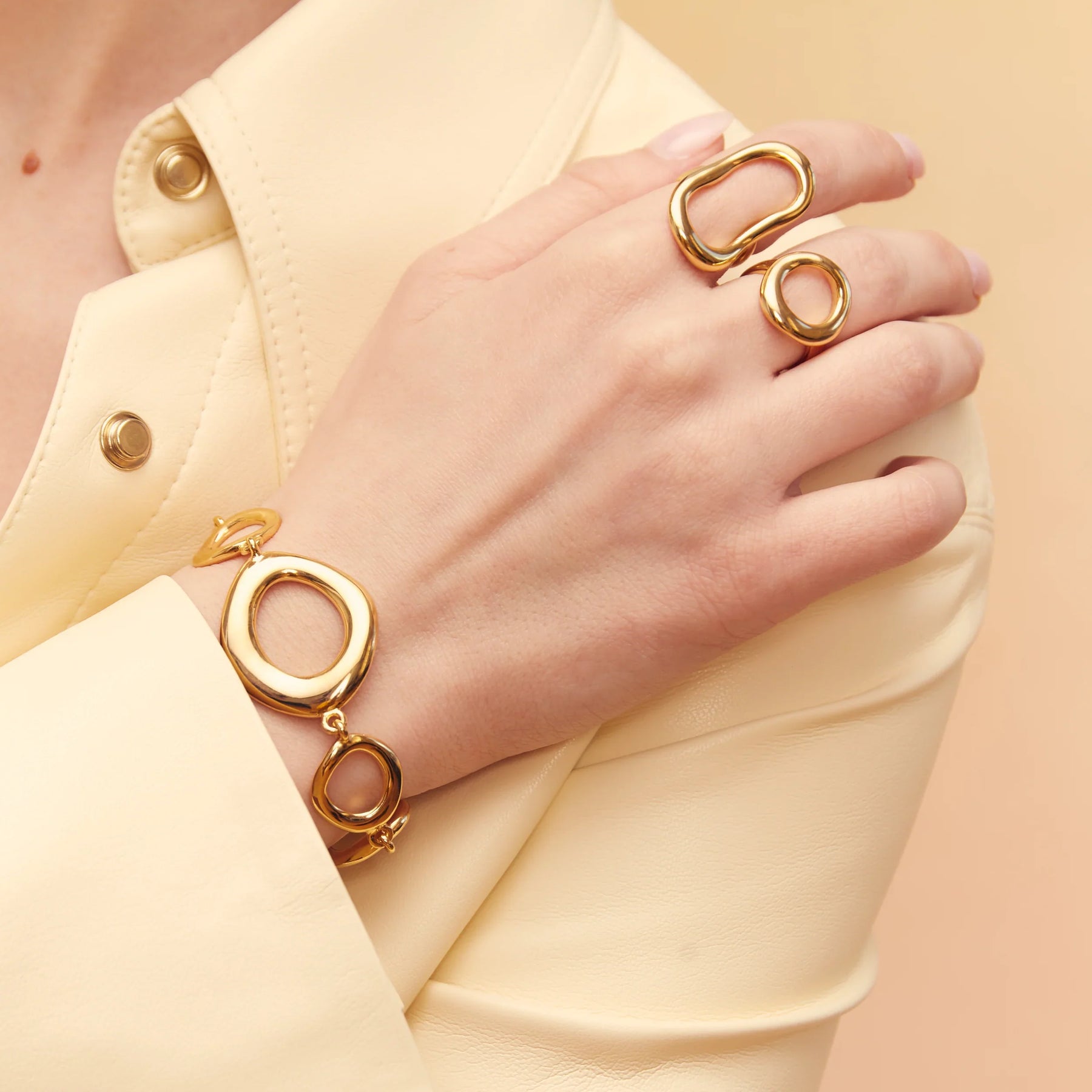 14K Gold Plated Cora Hollow Ring