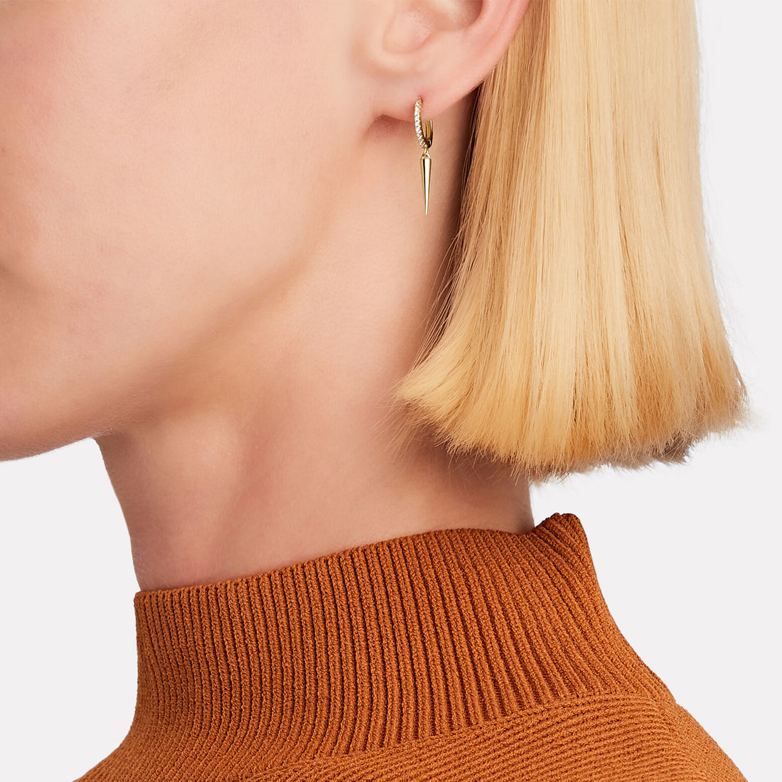 18K Gold Vermeil Dagger Huggie Earrings