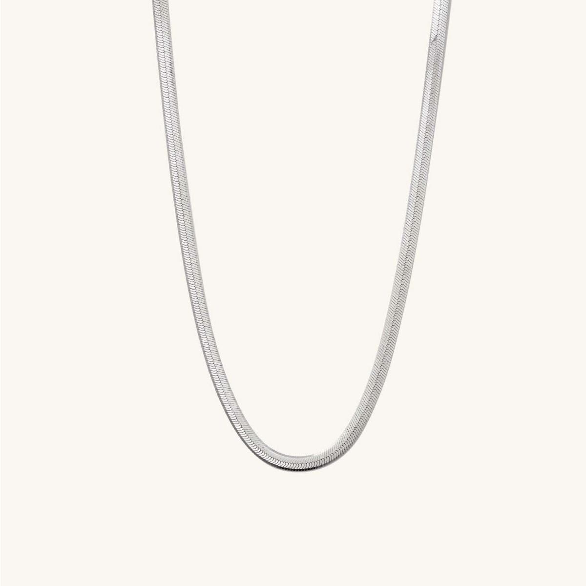 Silver Herringbone Snake Chain Necklace - Main Image
