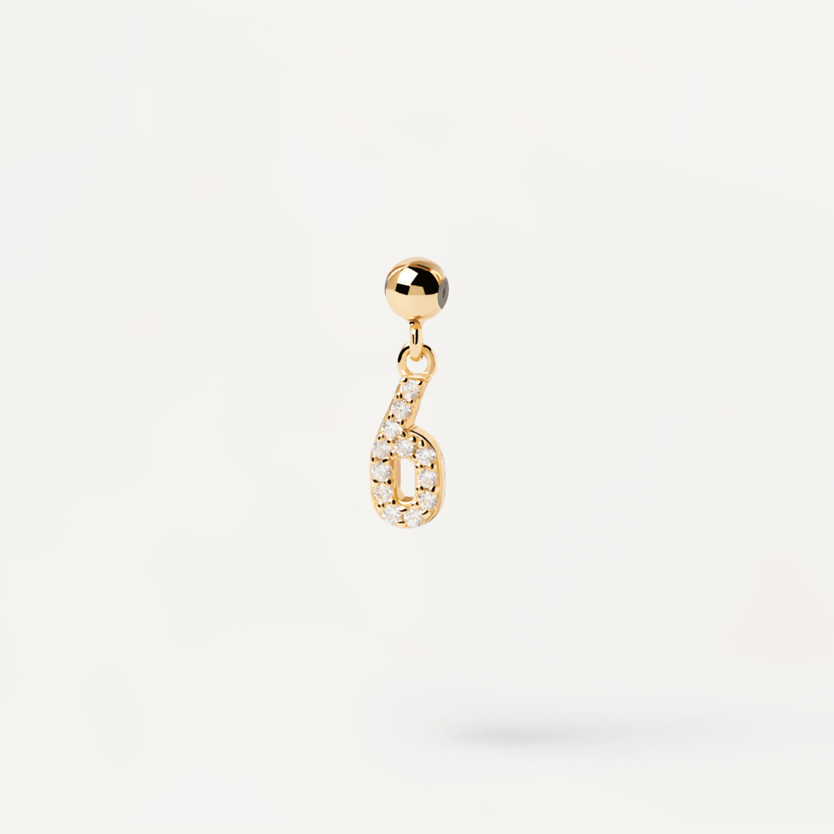 White Zirconia Number 6 Charm