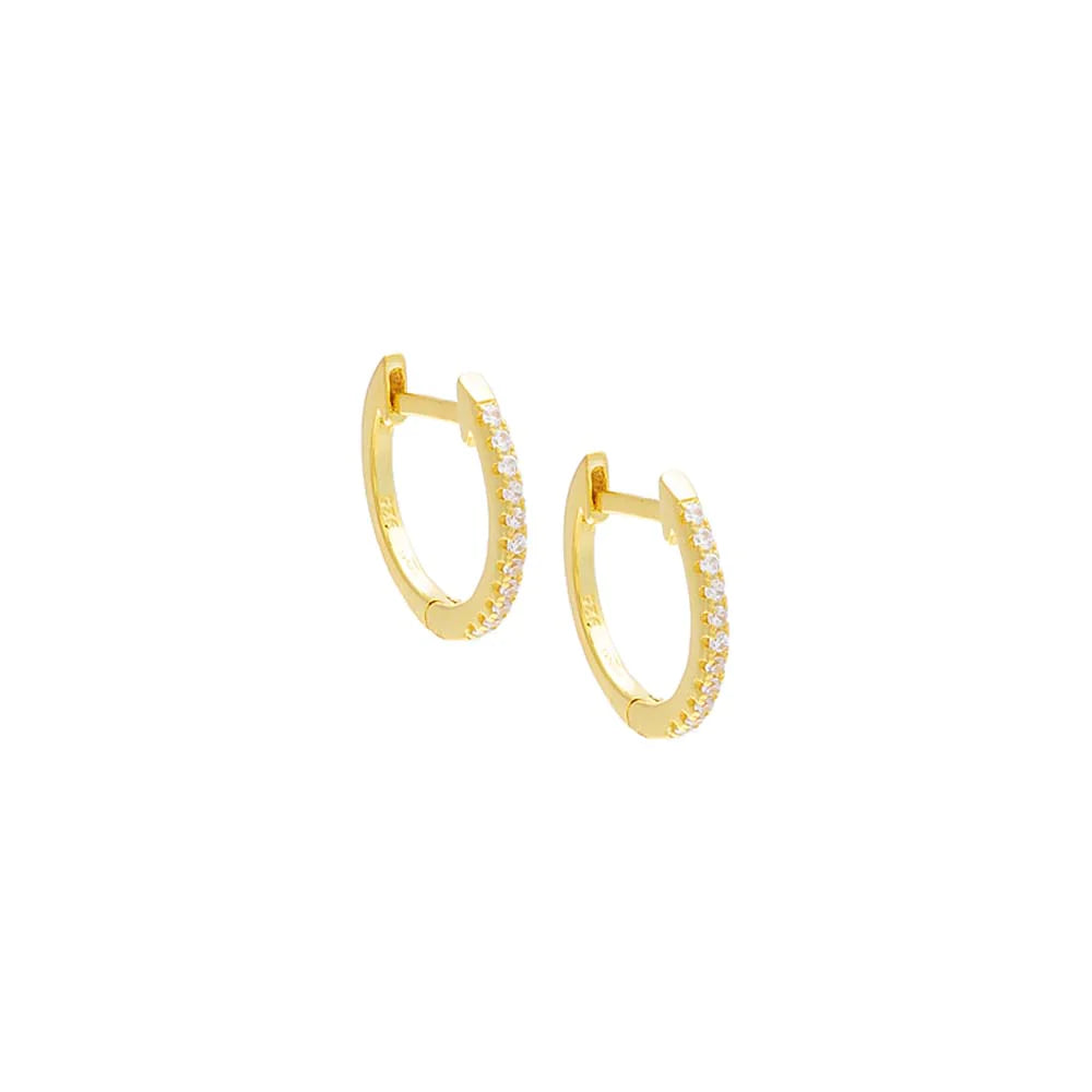 Sterling Silver Pave Huggie Earrings