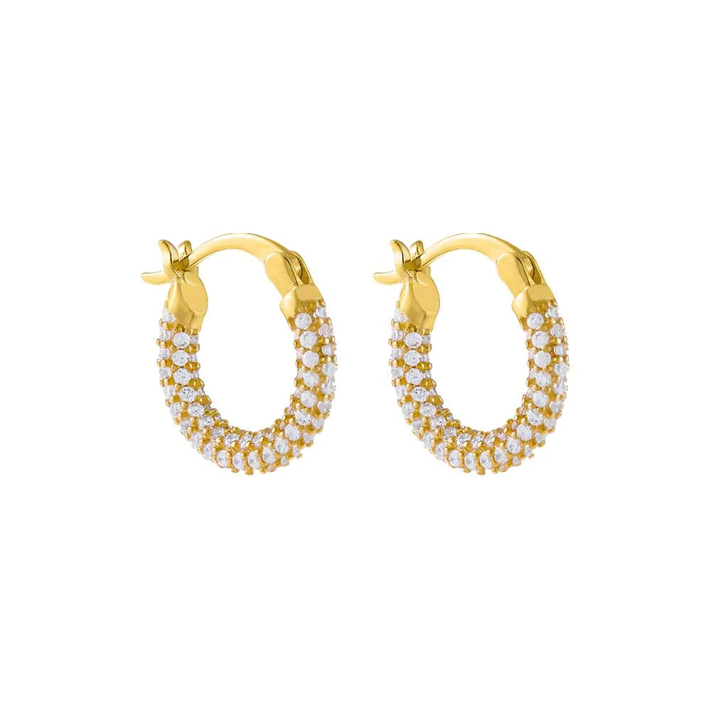 Sterling Silver Pave Mini Hoop Earrings