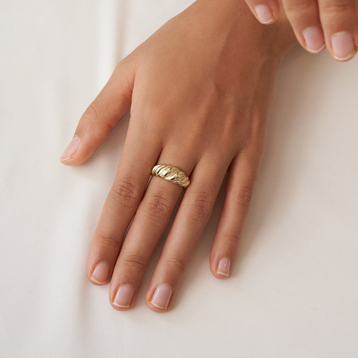 Gold Vermeil Thin Dome Croissant Ring - Tanzire