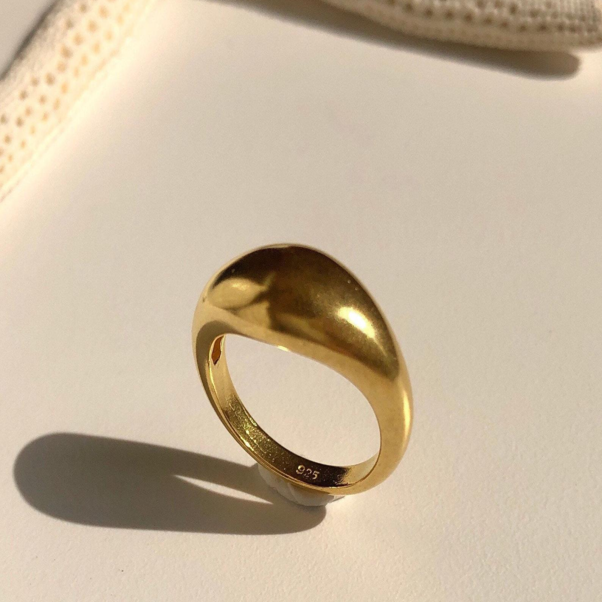 Handmade Sleek 18k Gold Vermeil Plated Classic Dome Ring For Everyday Wear