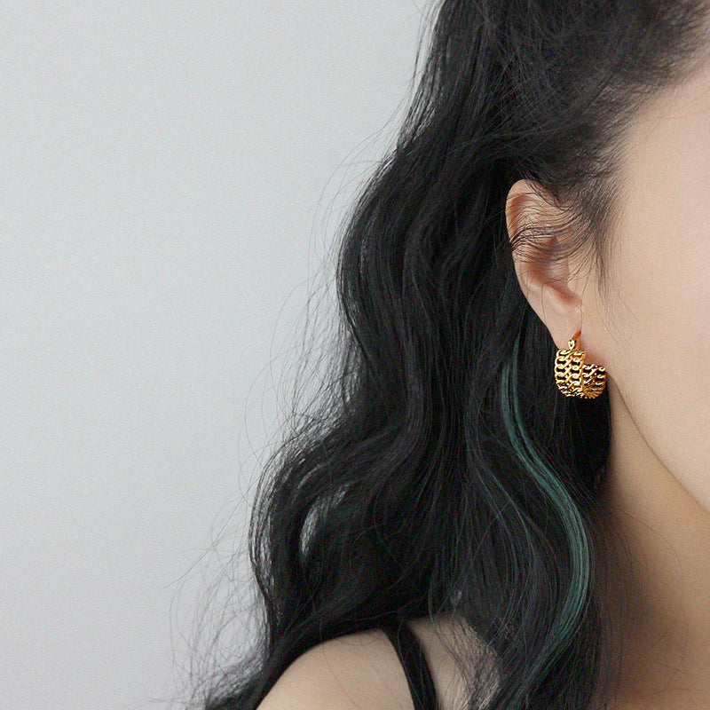 Gold Double Chain Hoop Earrings