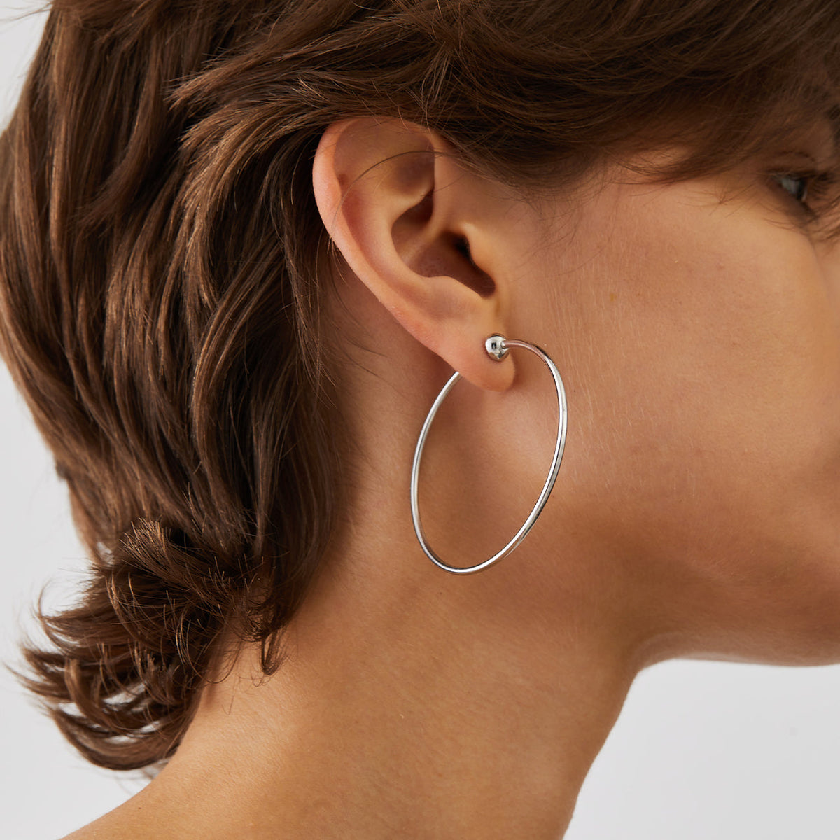 Rhodium Silver Icon Hoop Earrings