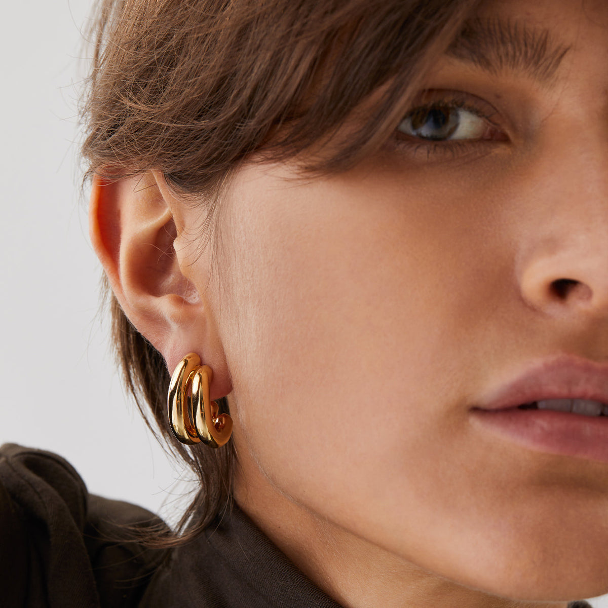 14k Gold Plated Florence Twin Hoop Earrings