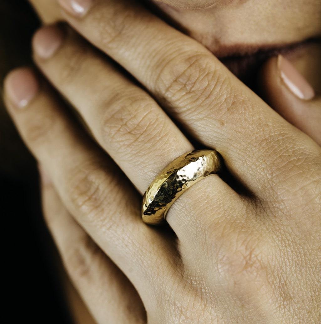 Kadero Hammered Brass Ring - Tanzire