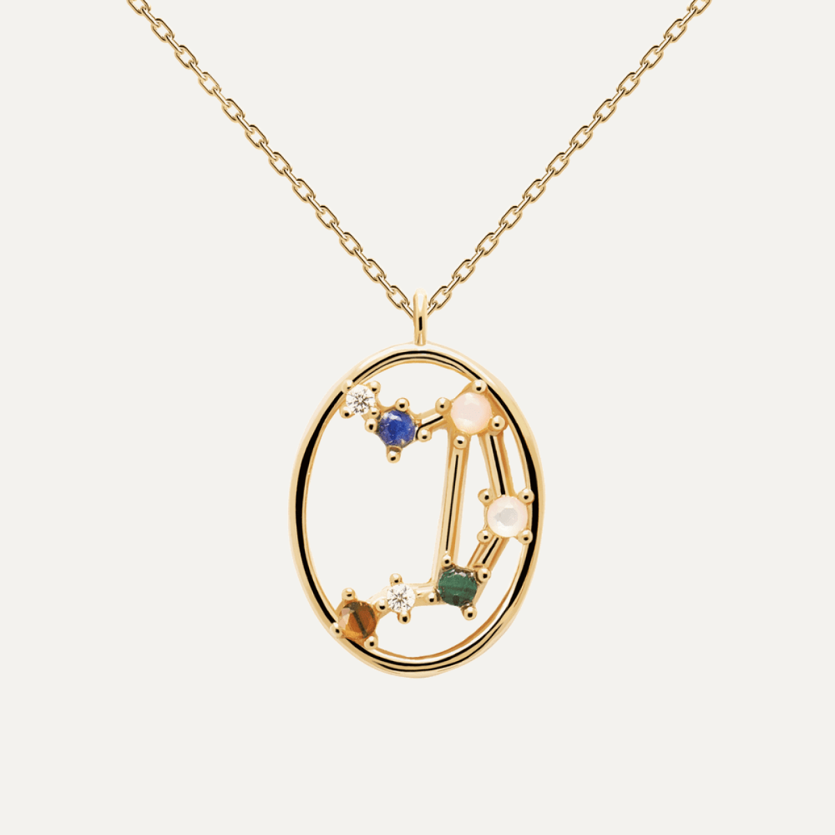 Multistone Libra Oval Pendant