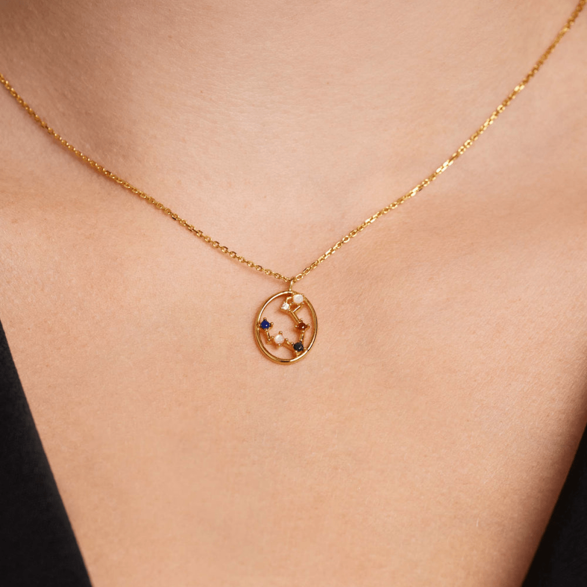 Multistone Pisces Oval Pendant