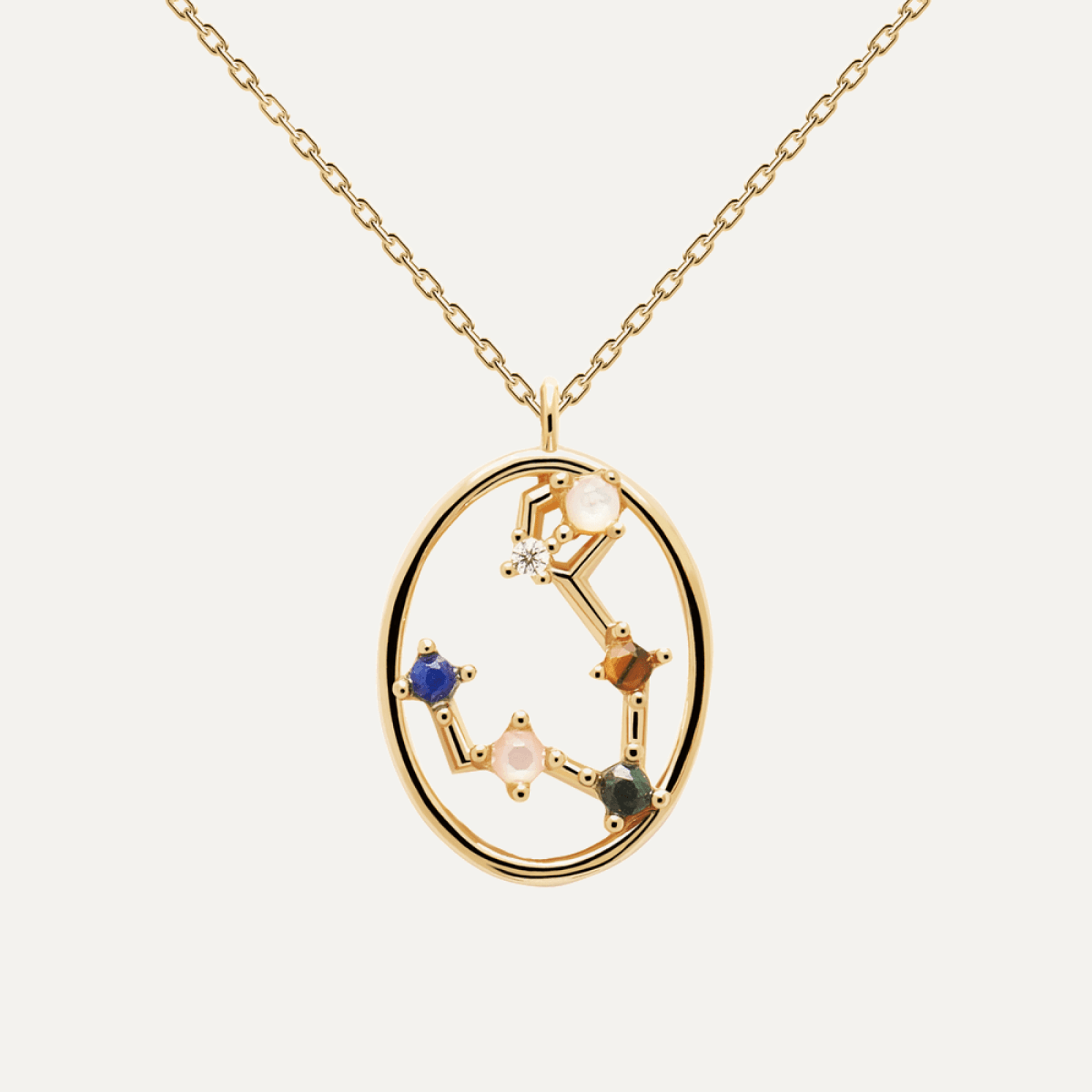 Multistone Pisces Oval Pendant