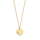 18K Gold Plated Circular Pendant Chain Studded With Cubiz Zirconia and Engraved Polar Star - Tanzire