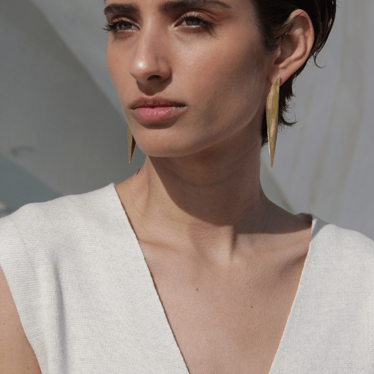 Matt-Finish Gold Prism Earrings