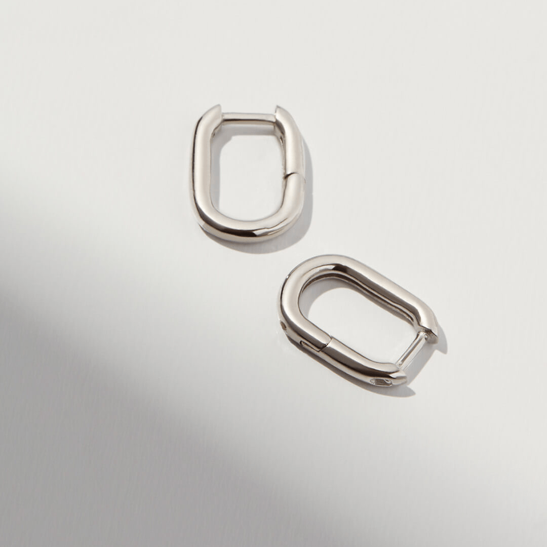Rhodium Silver Mini U-Shaped Huggies