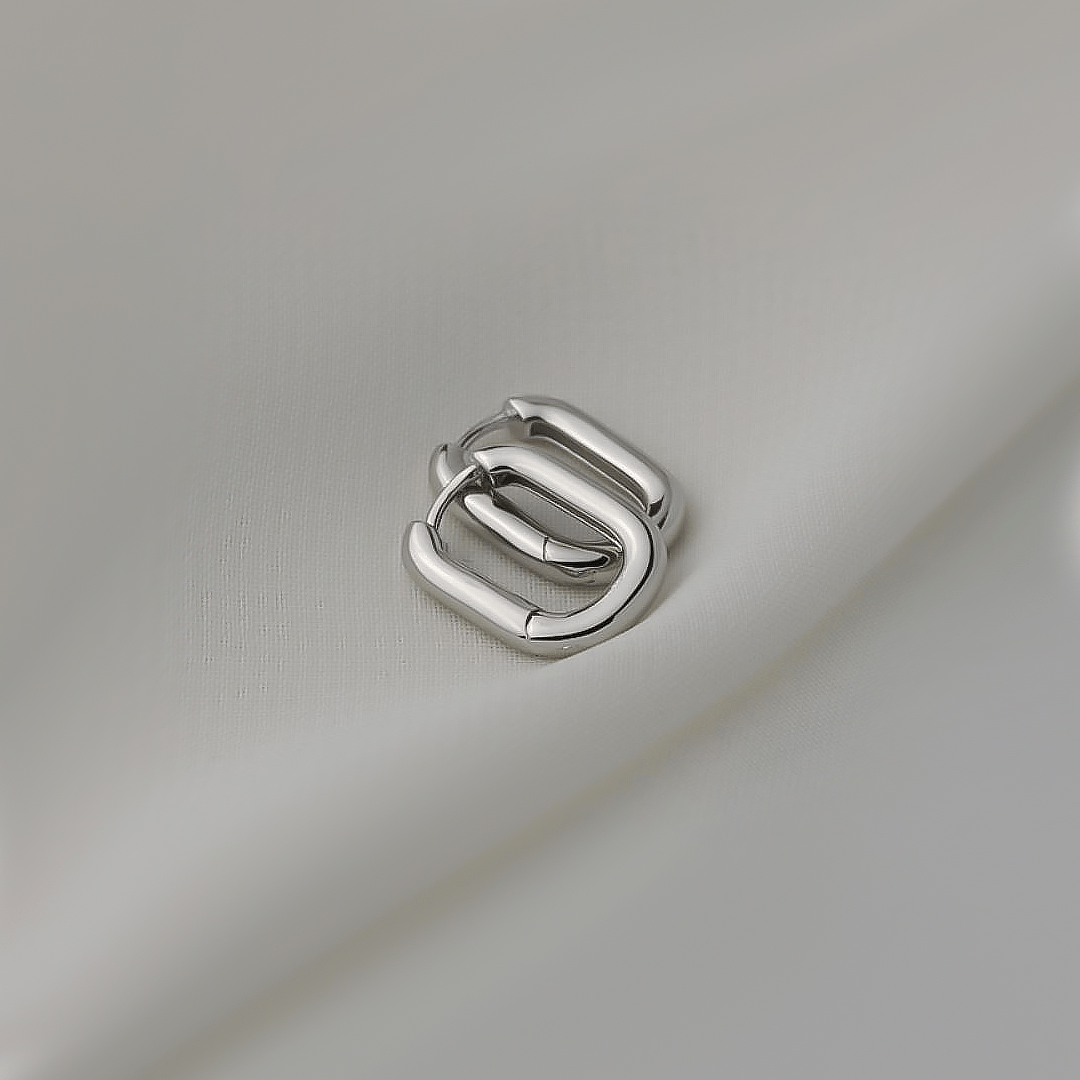 Rhodium Silver Mini U-Shaped Huggies