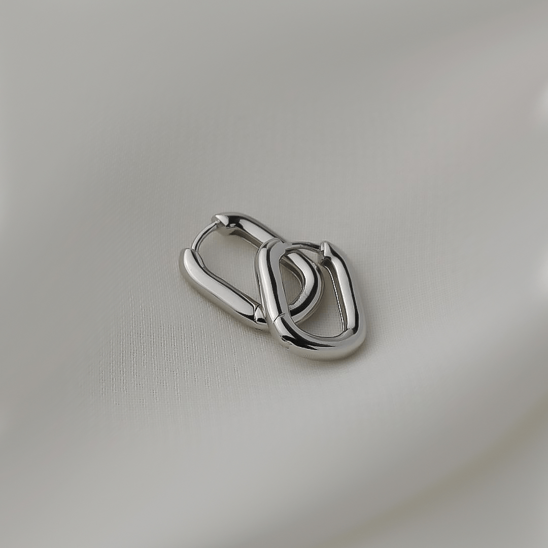 Rhodium Silver Mini U-Shaped Huggies