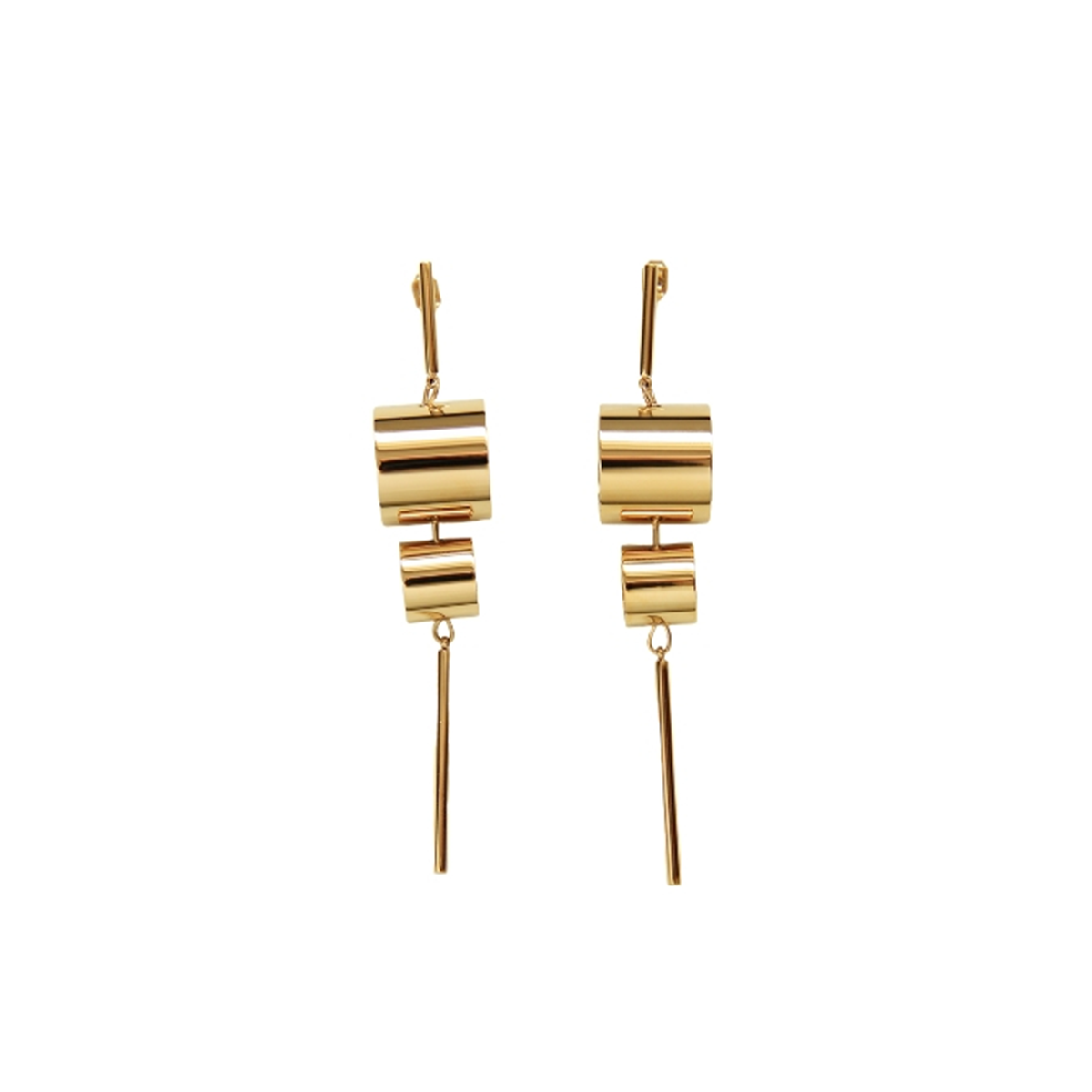 Subtle Statement-making 18k Gold Plated Drum Roll Dangle Earrings - Tanzire