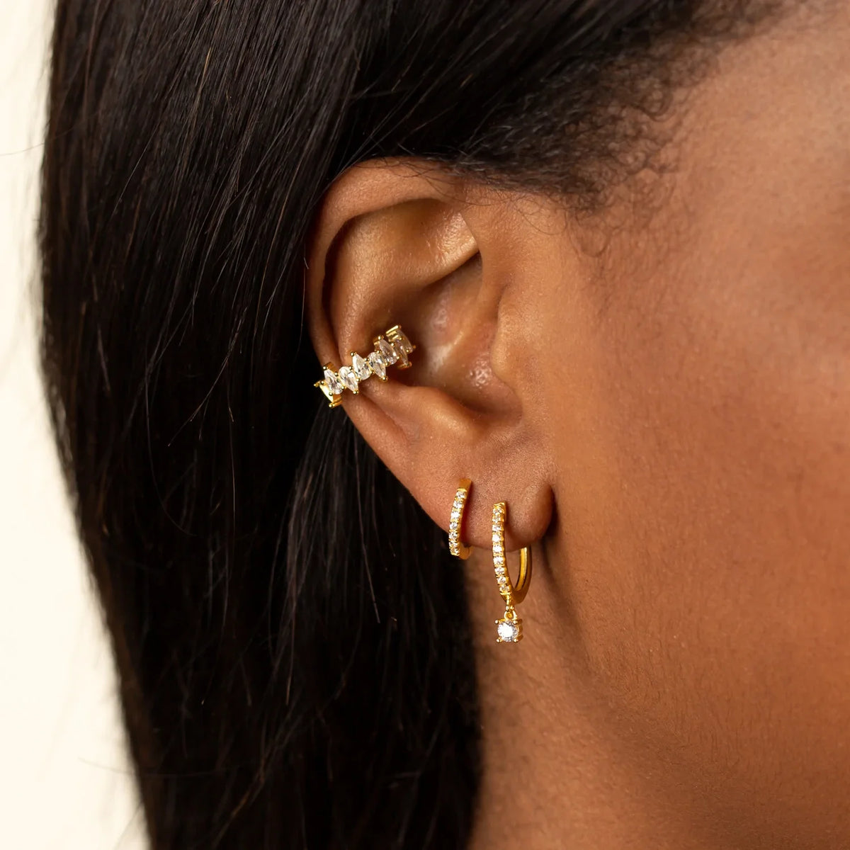 Sterling Silver Pave Huggie Earrings