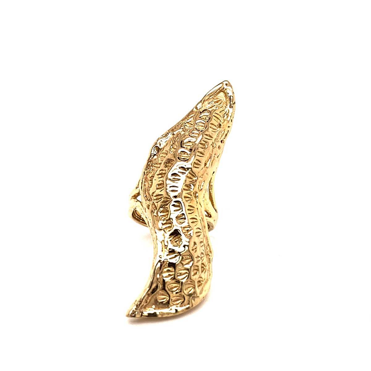 18k Gold Plated Textured Peanut Ring - Tanzire