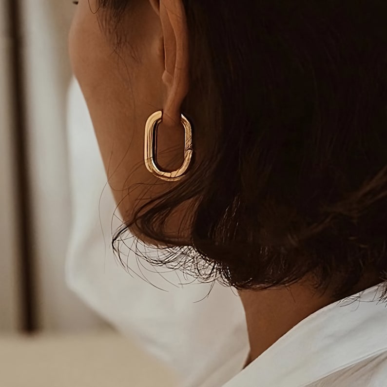 18k Gold Plated U-Shaped Hoop Earrings