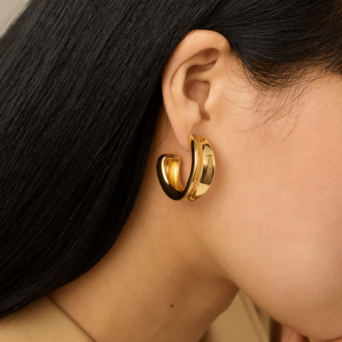 14K Gold Plated Statement Doune Hoops