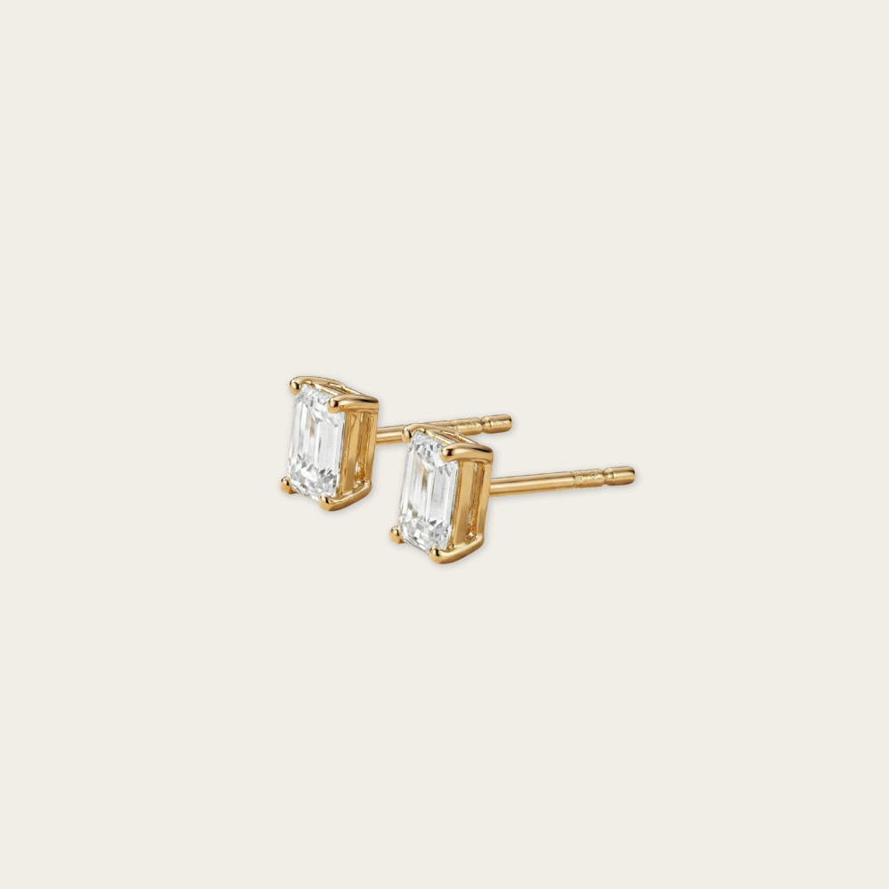 Emerald Cut Stud Earrings