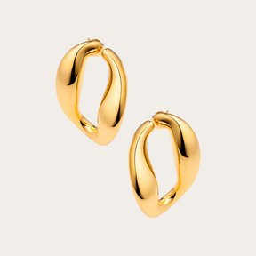 22K Gold Plated Chunky Chain Hoop Earrings