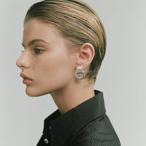 Rhodium Silver Mini Knot Hoop Earrings