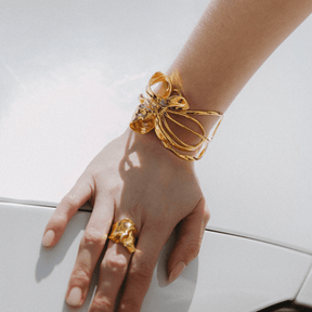22K Gold Plated Bow Cuff Bracelet
