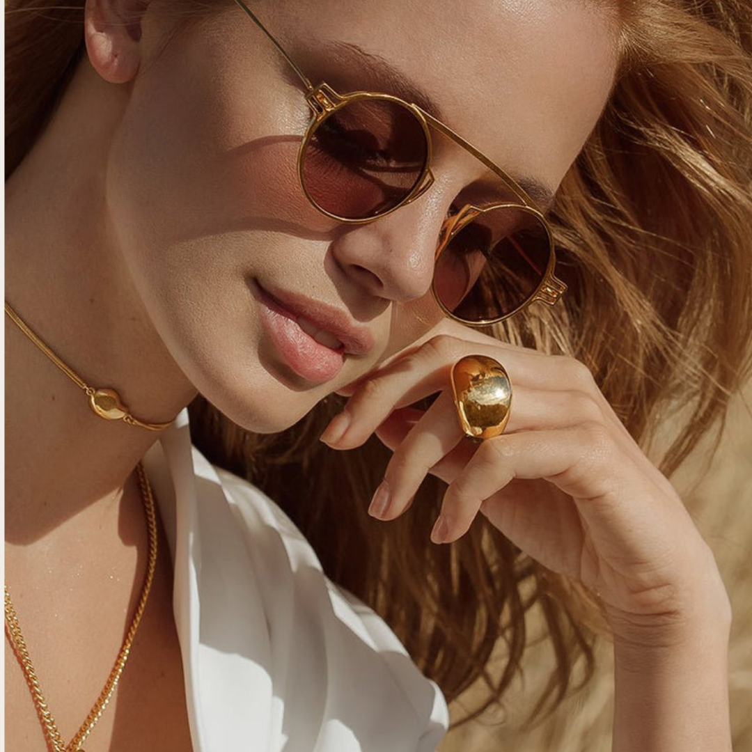 Statement Gold Pebble Dome Ring