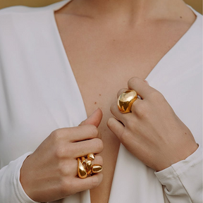 Statement Gold Pebble Dome Ring