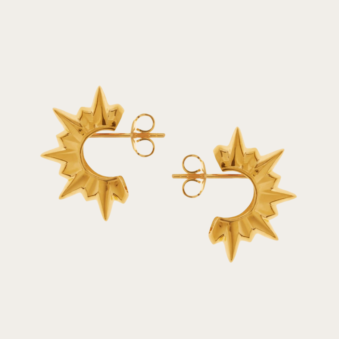 Chunky Gold Sun Stud Earrings