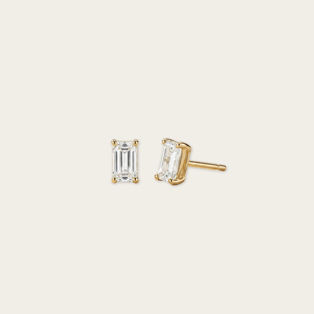 Emerald Cut Stud Earrings