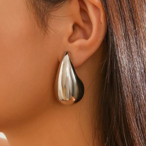Rhodium Silver Chunky Teardrop Earrings