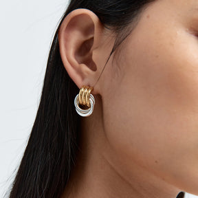 Two-Tone Baby Knot Hoop Earrings