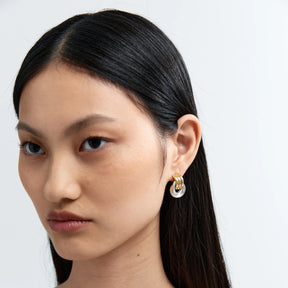 Two-Tone Baby Knot Hoop Earrings