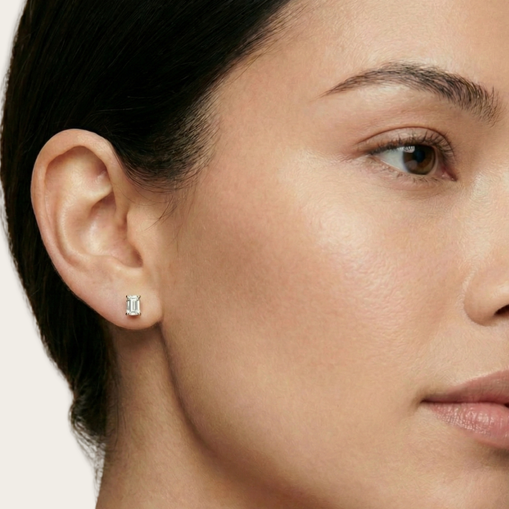 Emerald Cut Stud Earrings
