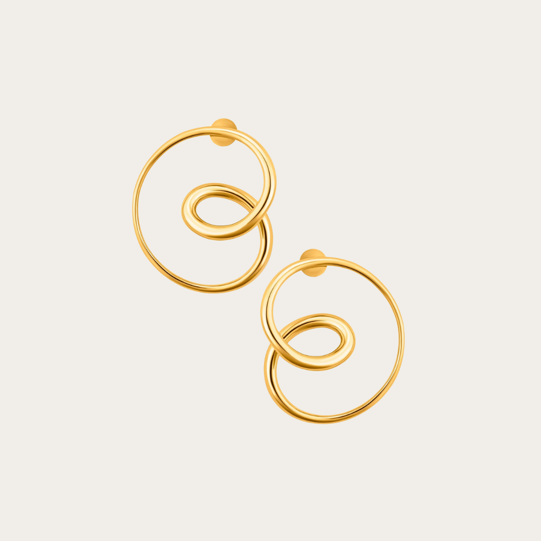 22K Gold Plated Swirly Mismatched Hoops