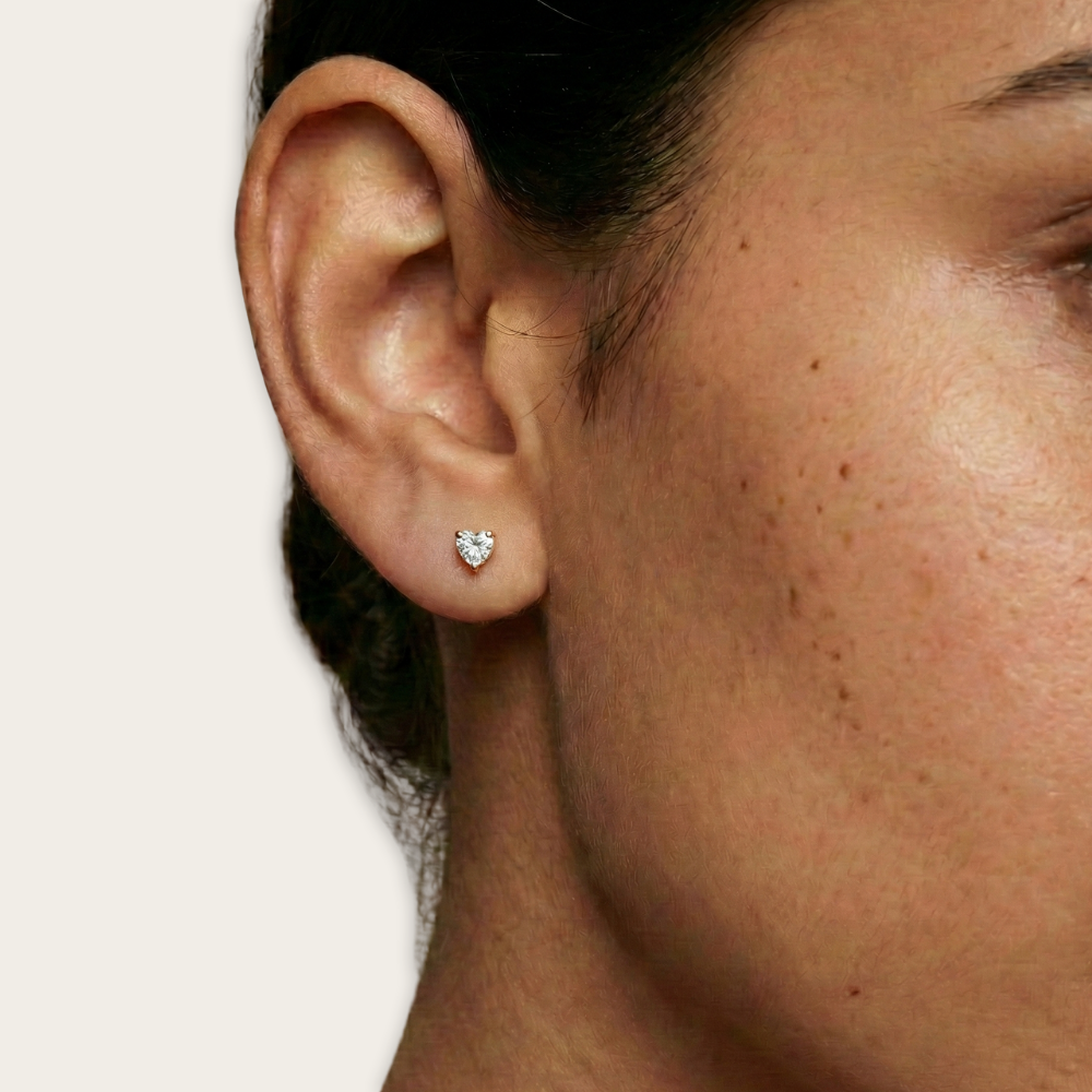 Lab-Grown Diamond Heart Stud Earrings